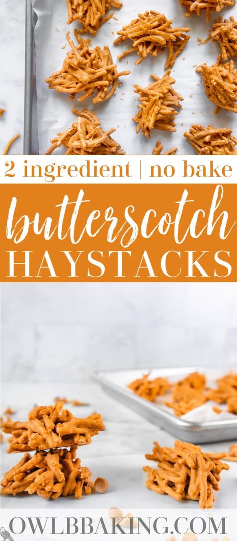 Chow Mein Noodle Cookies, Butterscotch Haystacks, Chocolate Haystacks, Haystack Cookies, Haystacks Recipe, 2 Ingredient Cookies, Butterscotch Recipes, Butterscotch Candy, Butterscotch Cookies