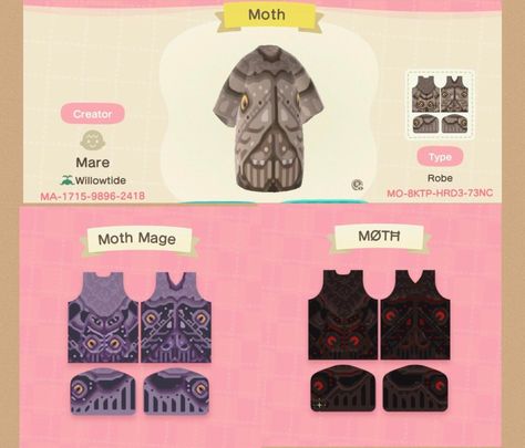 Acnh Moth Design, Acnh Clothes Design, Acnh Designs, Creatures Art, Fairy Clothes, New Animal Crossing, Minecraft Projects, Fantasy Creatures Art, Animal Crossing Qr