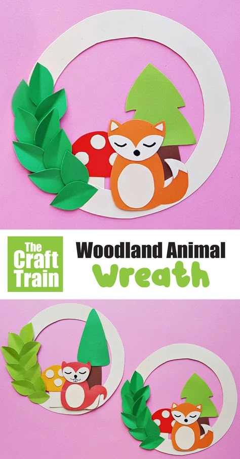 Woodland Animal Wreath, Fox Art Projects For Kids, Animal Paper Crafts For Kids, Squirrel Preschool Crafts, Squirrel Crafts For Toddlers, Woodland Crafts For Kids, Woodland Animals Crafts, Forest Crafts For Preschool, Squirrel Crafts Preschool