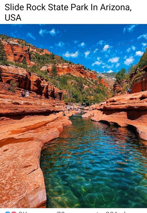 Slide Rock State Park, Slide Rock, Arizona Adventure, Hiking Places, Arizona Travel, Arizona Usa, National Parks Trip, Amazing Travel Destinations, Road Trip Usa