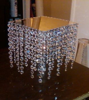 Diy Crystal Cake Stand With A Hot Glue Gun Chandelier Centerpiece, Crystal Cake Stand, Diy Cake Stand, Outside Fall Decor, Crystal Cake, Crystal Centerpieces, Denim And Diamonds, Unique Centerpieces, Hanging Crystals