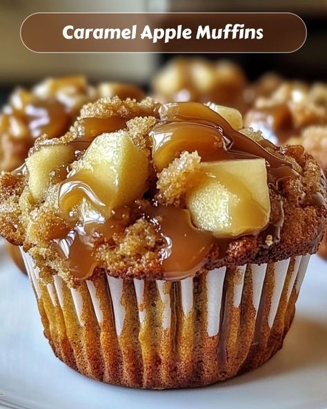 Luscious Caramel Apple Muffins 🍏🍮 These moist and tender Caramel Apple Muffins are packed with fresh apple chunks and topped with a rich caramel drizzle, making them a perfect autumn treat! Ingredients: For the Muffins: - 1 ½ cups all-purpose flour - 1 teaspoon baking powder - ½ teaspoon baking soda - ½ teaspoon ground cinnamon - ¼ teaspoon salt - ½ cup unsalted butter, softened - ½ cup granulated sugar - ½ cup brown sugar - 2 large eggs - 1 teaspoon vanilla extract - ½ cup sour cream - 1 ... Baking With Fresh Apples, Apple Muffins With Fresh Apples, Caramel Muffins, Butterscotch Muffins, Pound Cake Muffins, Caramel Apple Muffins, Caramel Pound Cake, Apple Muffin, Caramel Apple Cookies