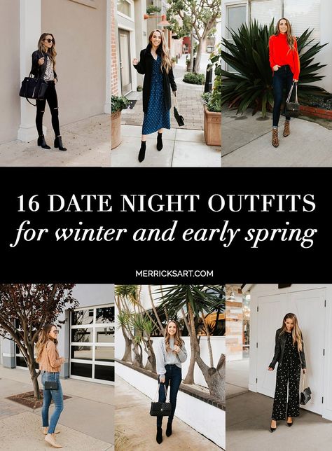 16 Date Night Outfit Ideas For Winter And Early Spring - Merrick's Art Spring Night Outfit, Night Dinner Outfit, Date Night Outfits Spring, Outfit Ideas For Winter, Merricks Art, Outfit Ideas For Church, Date Night Outfit Ideas, Night Outfit Ideas, Casual Date Night Outfit