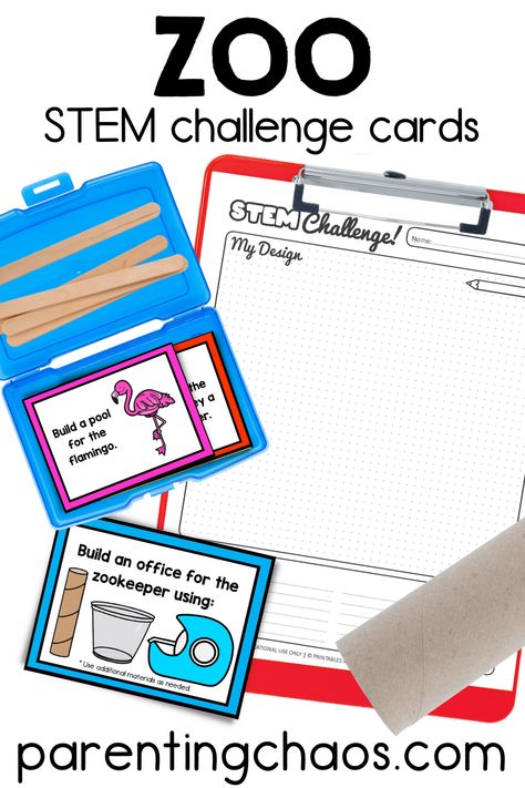 Printable Zoo STEM Challenge Cards Animal Stem Activities For Kids, Zoo Stem Activities, Stem Task Cards, Zoo Lessons, Math Is Everywhere, What Is Stem, Task Cards Free, Summer Camp Activities, Stem Learning