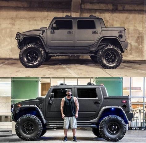 Hummer H2 Custom, Hummer Truck, Chevy Trucks Silverado, Customised Trucks, Hummer Cars, Custom Pickup Trucks, Hummer H1, Aesthetic Grunge Outfit, Black Bike