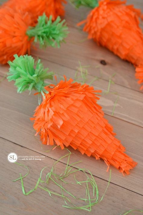 By Stephanie Lynn Mini Carrot Pinatas, 25 Carrot Themed Recipes and Crafts for Easter Carrot Party, Easter Hat Ideas, Easter Egg Topiary, Egg Topiary, Carrot Craft, Cute Party Favors, Easter Entertaining, Mini Pinatas, Piñata Ideas