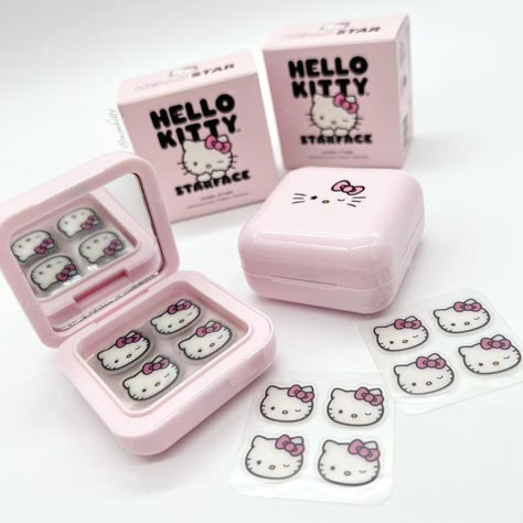 MONICA 💜 Hello Kitty Collector on Instagram: "My 1st @starface order (of 2) has arrived! I’m so happy and excited that I was able to get these cute pimple patches with the new compact! I missed out on the 1st collaboration (with the white compact) because they sold out super quickly. Can’t wait for my 2nd order to arrive! 🤩 . . . #HelloKitty #HelloKittyCollector #HelloKittyLover #HelloKittyJunkie #Cute #Kawaii #Sanrio #skincare #starface" Sanrio Pimple Patches, Starface Pimple Patches Hello Kitty, Hello Kitty Pimple Patches, Kawaii Skincare, Lockscreen Themes, Kids Skin Care, Hello Kitty Car, Alat Makeup, Hello Kitty Makeup