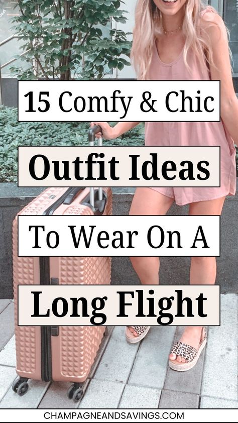 If you need a chic but comfortable airport outfit, then this is the post for you! Sharing the best women's fashion tips for what to wear on a long flight! Whether you like to keep it super casual with yoga pants and a sweatshirt, or need to look nice for travel for work, I am sharing the best travel outfits that will keep you comfortable and stylish! International Plane Outfit, Airport Women Outfits, Best Outfit For Long Flight, Outfit Flight Travel, Comfy Cute Travel Outfits, Yoga Pants Airport Look, Travel Sweatpants Outfit, Airplane Clothes Long Flights, Women’s Comfortable Travel Outfits