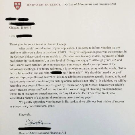 College Rejection Letter Lesson Plan In Filipino, University Inspiration, Funny Facebook Status, Harvard College, Job Resume Template, Harvard Law, Harvard Law School, Acceptance Letter, Cover Letter Sample