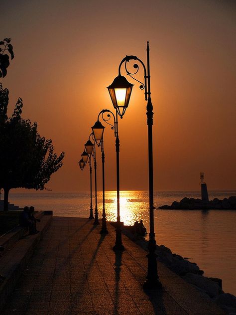 "illuMiNaTiOn..." taken in Patras, Greece, by @ilias O Patras, Siluete Umane, Street Lights, Street Lamp, Street Light, Beautiful Sunset, Malaga, Belle Photo, Sunrise Sunset