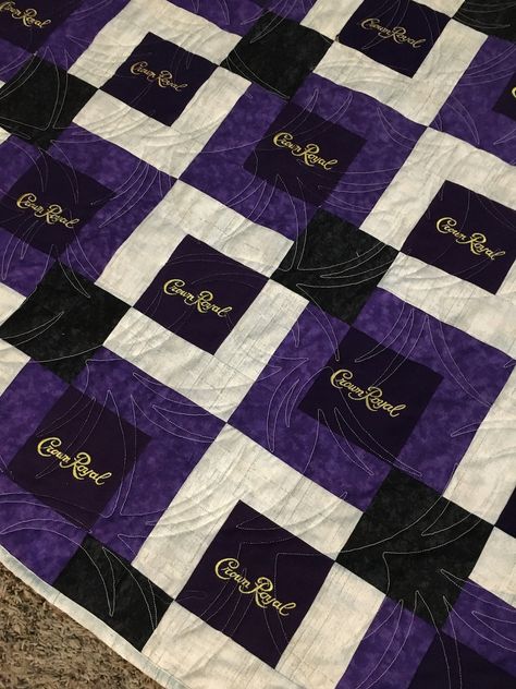 Custom Crown Royal Quilt Custom Quilts Made With Crown Royal - Etsy Royal Crown Quilts, Crown Royal Bag Quilt Ideas, Crown Royal Blanket Diy, Crown Royal Quilts Ideas Patterns, Crown Royal Quilt Pattern, Crown Royal Blanket, Crown Royal Bags Ideas Diy, Crown Royal Bag Quilt, Crown Royal Quilts