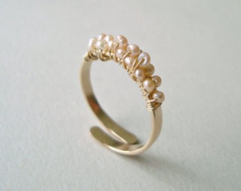 Pink Pearl Ring, Wire Jewelry Rings, Shell Ring, Diy Rings, Wire Rings, Diy Wire Jewelry, Wire Wrapped Rings, Handmade Wire Jewelry, Wrap Rings