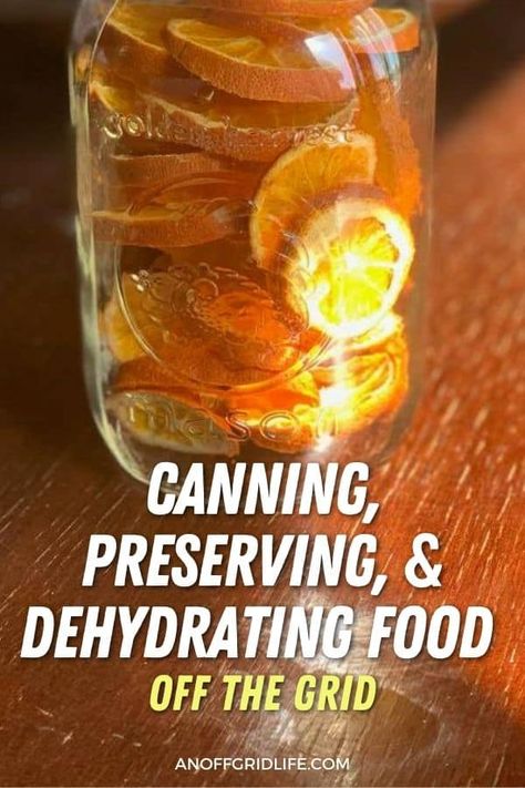 Canning Preserving and Dehydrating Food Off the Grid - An Off Grid Life Off The Grid Living, Hot Water Bath Canning, Survival Preparedness, Dehydrating Food, Low Acid Recipes, Homegrown Food, Water Bath Canning, Dream Farm, Pressure Canner