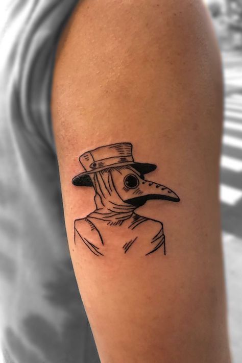 Plague Doctor Tattoo, Dr Tattoo, Doctor Tattoo, Beginner Tattoos, History Tattoos, Creepy Tattoos, Mask Tattoo, Stomach Tattoos, Dark Art Tattoo