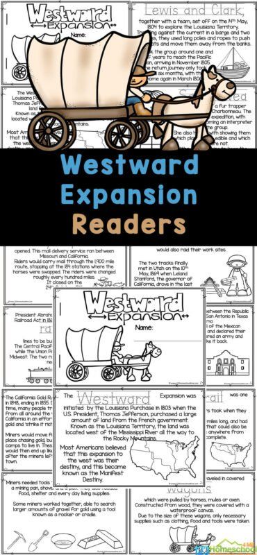 This Westward Expansion Reader is a great way to work on reading skills while learning about how the US expanded west into the Louisiana Territory and beyond. Add this westward expansion printables to your westward expansion lesson as part of an American history study for preschool, pre k, kindergarten, first grade, 2nd grade, 3rd grade, 4th grade, and 5th graders. Simply print the westward expansion summary for kids to read, color, and learn about US history of the 1800s. 2nd Grade History Lessons, Westward Expansion Activities, Worksheets For 5th Grade, History Lessons For Kids, Western Expansion, History Printables, Geography For Kids, 4th Grade Social Studies, Westward Expansion