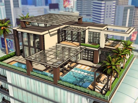 Modern Penthouse Exterior, Penthouse Exterior Design, Sims 4 Penthouse Floorplan, Penthouse Layout Floor Plans, Sims 4 Penthouse Ideas, Penthouse Floor Plan Luxury, Penthouse Sims 4, Penthouse Floorplan, Penthouse Exterior