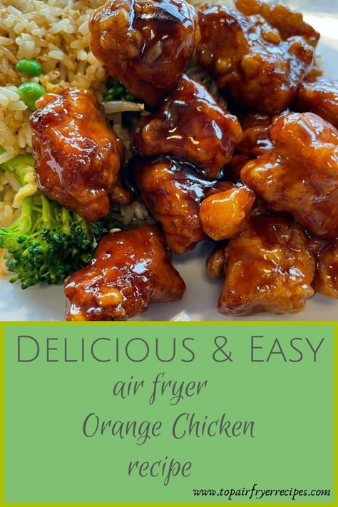 Air Fryer Orange Chicken Panda Express Orange Chicken Recipe Air Fryer, Air Fry Orange Chicken Recipe, Air Fry Orange Chicken, Orange Chicken Air Fryer Recipe, Healthy Orange Chicken Recipe Air Fryer, Easy Orange Chicken Recipe Air Fryer, Chinese Chicken Recipes Air Fryer, Airfryer Orange Chicken, Orange Chicken Trader Joes