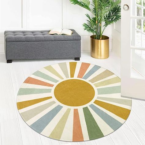 Amazon.com: STARUIA Boho Sun Round Rug 4 Ft,Colorful Washable Rug for Bedroom,Circle Nursery Rug for Kids Room,Non-Slip Carpet Soft Throw Area Rug for Entryway Living Room Dorm : Baby Boho Classroom Theme, Youth Room Decor, Bedroom Reading Corner, Sun Nursery, Rug For Kids Room, Rugs For Kids, Rug For Entryway, Princess Room Decor, Colorful Nursery