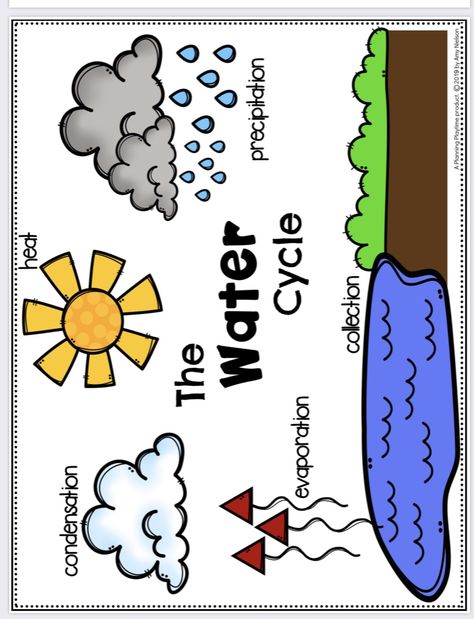 Rain Cycle Preschool, Water Cycle For Preschoolers, Water Cycle Preschool Activities, Watercycle Kids Project, Water Cycle Art, Water Cycle Kindergarten, Water Theme Preschool, Water Activities Preschool, Water Cycle Craft