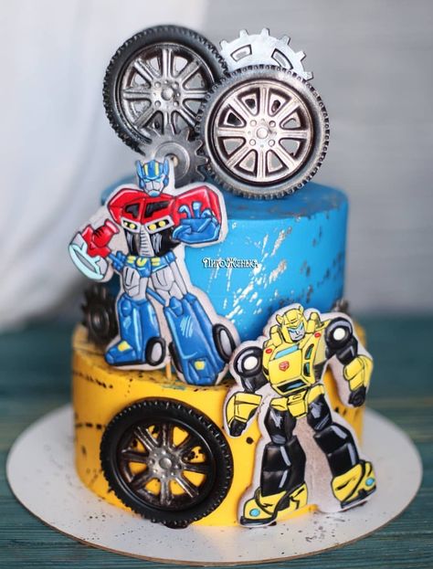 Optimus Prime Cake, Transformers Birthday Cake, Bumble Bee Cake, Tire Cake, Transformers Cake, Transformers Birthday Parties, Transformers Birthday, Transformer Party, Bee Birthday Party