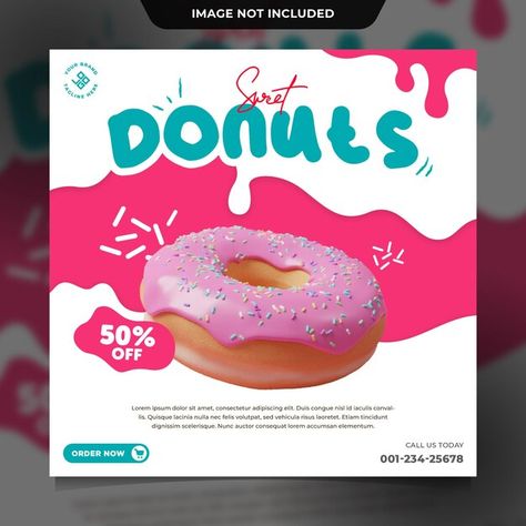 Poster Donat, Cookie Station, Donut Poster, Donut Graphic, Instagram Social Media Post, Donut Logo, Ice Cream Poster, Coffee Shop Branding, Graphic Design Tutorials Learning