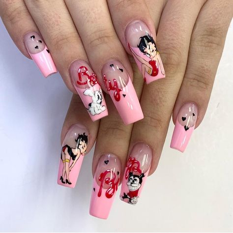 Steamboat Willie Nails, Nagellack Trends, September Nails, Workout Beginner, Vintage Nails, Edgy Nails, White Acrylic Nails, Acrylic Nails Coffin Pink, Nail Tattoo