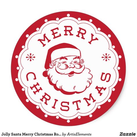 Jolly Santa Merry Christmas Round Sticker Label Christmas Printable Stickers, Merry Christmas Printable, Christmas Name Tags, Christmas Names, Merry Christmas Images, Jolly Santa, Sticker Label, Merry Christmas Santa, Vintage Santa Claus