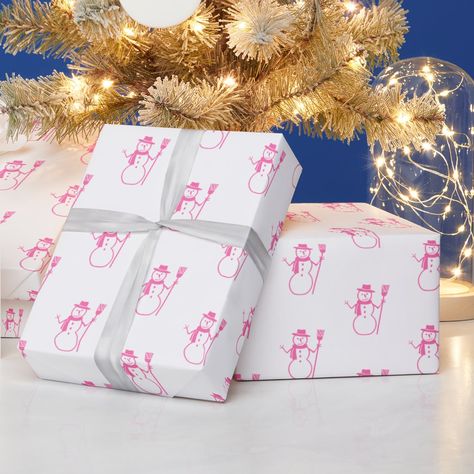 Snowman Wrapping, Snowman Drawing, Pink Snowman, Blue Snowman, Floral Wrapping Paper, St Patrick's Day Gifts, Christmas Trends, Christmas Wrapping Paper, Christmas Designs