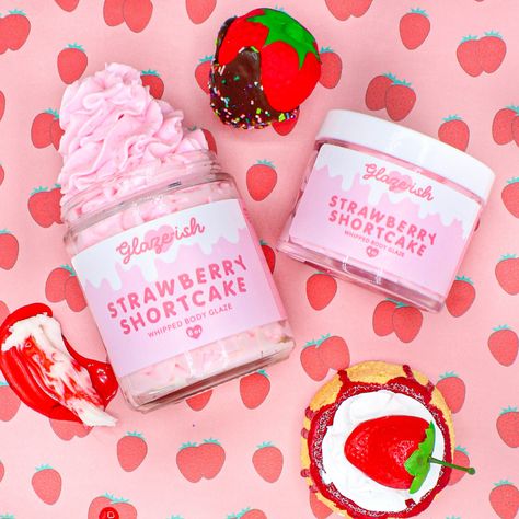 Strawberry Shortcake - Whipped Body Butter | Faire.com Body Glaze, Strawberry Perfume, Body Scents, Homemade Strawberry Shortcake, Soap Business, African Symbols, Scent Description, Magic Herbs, Black Raspberry Vanilla