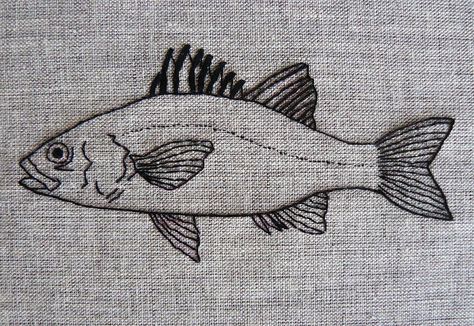 australian bass hand-embroidery | Australian Bass hand-embro… | Flickr Easter Embroidery Patterns, Element Of Surprise, Live Bait, Blackwork Embroidery, 3 Girls, Penny Rugs, Cute Embroidery, Crochet Cross, Fish Patterns