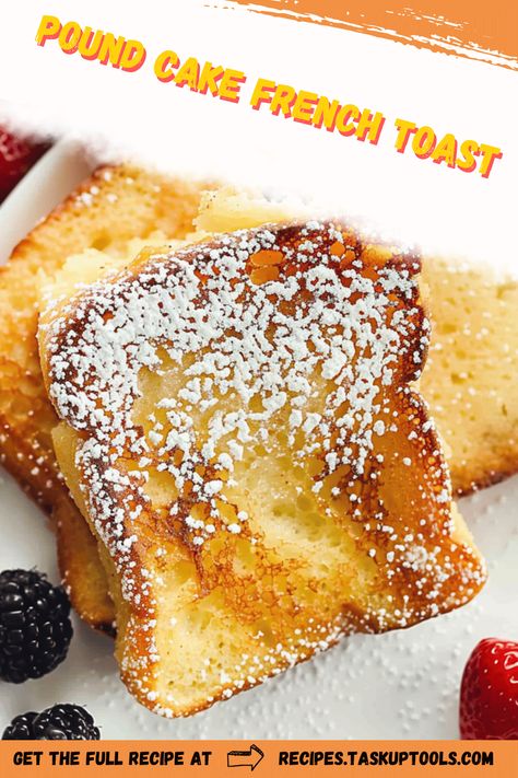 Indulge in the perfect weekend brunch with this irresistible Pound Cake French Toast recipe. Transform classic pound cake slices into a luxurious morning treat by dipping them in a rich cinnamon-vanilla batter. Golden on the outside and decadently soft on the inside, this French Toast pairs perfectly with fresh berries, maple syrup, or a dusting of powdered sugar. Ideal for special occasions or a cozy breakfast at home, this unique twist on traditional French Toast is quick to prepare and sure to delight. Save this Pound Cake French Toast, Cake French Toast, Sara Lee Pound Cake, Classic Pound Cake, Breakfast At Home, Classic French Toast, Cake Slices, Cozy Breakfast, Egg Custard