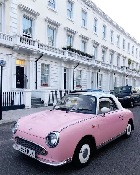 Angelina The Figaro on Instagram: “Pastel pink dreams 🌸💭 . . . .  #angelinathefigaro #figaro #nissanfigaro #nissan #figaroownersclub #cars #car #london #pimlico…” Figaro Car, Lite Bright, Nissan Figaro, Pastel Pink Aesthetic, Color Story, Pink Car, London Photography, Instagram Life, Small Cars