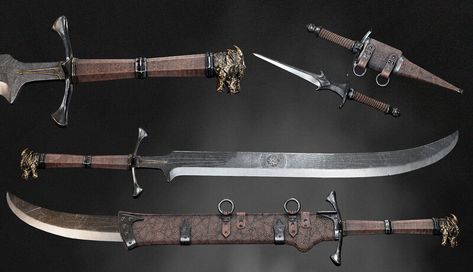 ArtStation - Swordsman Demon , Bert White Dragon Samurai, Types Of Swords, Fantasy Props, Cool Swords, Arm Armor, Dungeons And Dragons Homebrew, Fantasy Inspiration, Medieval Fantasy, Axes