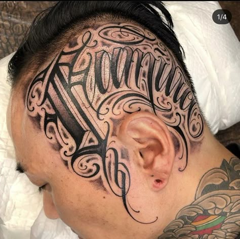 Head Lettering Tattoo, Brutal Tattoo, Chicano Font, Hardcore Tattoo, Mens Face Tattoos, Geometric Tattoo Sleeve, Full Neck Tattoos, Geometric Tattoo Sleeve Designs, Dark Lettering