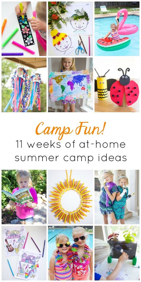 Fun Crafting Projects: Saving this for the summer! Fun ideas for holding an at-home kids summer camp Summer Camp Ideas, Summer Fun Ideas, Grandma Camp, Kids Summer Camp, Camping Crafts For Kids, Summer Camp Themes, Olympics Activities, Summer Camp Activities, Camp Activities