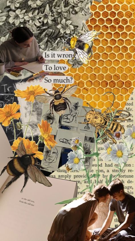 #alonewithyouintheether #books #love #bees #art #math #collage Bee Collage, Multimedia Collage, Bee Journal, Bees Art, Art Math, Multimedia Arts, Collage Art Projects, Collage Ideas, Art Class