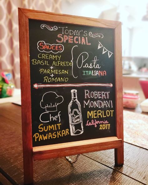 Today's Menu Board, Handwritten Menu Board, Today Special Menu Design, Bakery Chalkboard, Chalk Menu, Pasta Menu, Lettering Handwriting, Chalkboard Fonts, Bar Stuff