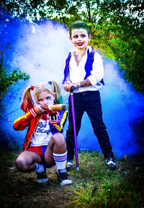 Harley Quinn Costume Toddler Girl, Harley Quinn Kids Costume Diy, Diy Joker Costume Kids, Diy Harley Quinn Costume For Kids, Toddler Joker Costume, Harley Quinn Costume Kids, Kids Joker Costume, Diy Joker Costume, Girls Harley Quinn Costume