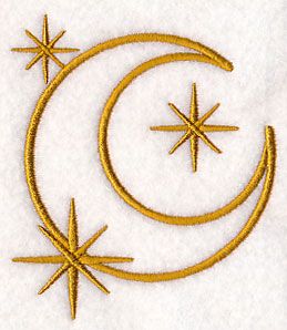 Moon and Stars (Goldwork) design (M7091) from www.Emblibrary.com Mermaid Embroidery, Knitting And Crocheting, Digitized Embroidery Designs, Machine Embroidery Projects, Star Embroidery, Handwork Embroidery Design, Machine Embroidery Applique, Gold Work, Embroidery Library