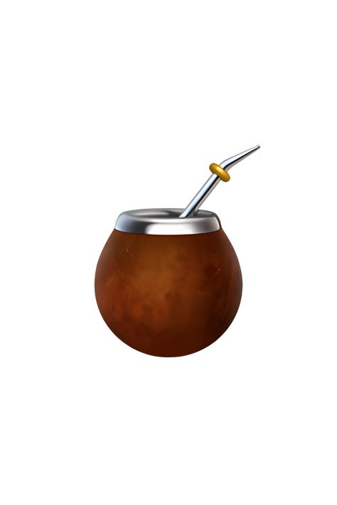 The emoji 🧉 Mate depicts a traditional South American drink called mate. It appears as a green gourd with a metal straw, also known as a bombilla, sticking out of it. The gourd has a brown band around the middle and is filled with a brown liquid, representing the yerba mate tea. The emoji has a realistic and detailed appearance, making it easy to recognize as a representation of the popular drink. Mate Wallpaper, Mate Png, Iphone Png, Apple Emojis, American Drinks, Yerba Mate Tea, Popular Drinks, Yerba Mate, Metal Straws