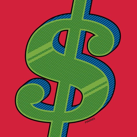 Dollar Sign Green by Ron Magnes Ron Magnes, Dollar Sign, Peace Symbol, Pop Art, Illustrations, Signs, Green, Art