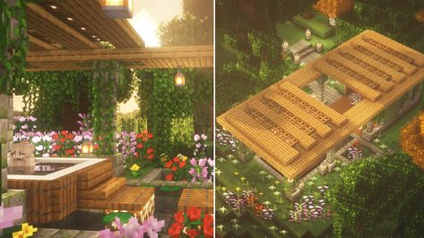 Minecraft Secret Garden Ideas, Secret Room Ideas Minecraft, Minecraft Secret Garden, Secret Room Minecraft, Minecraft Secret Rooms, Bathroom In Minecraft, Minecraft Organization, Casas Mine, Minecraft Outdoor