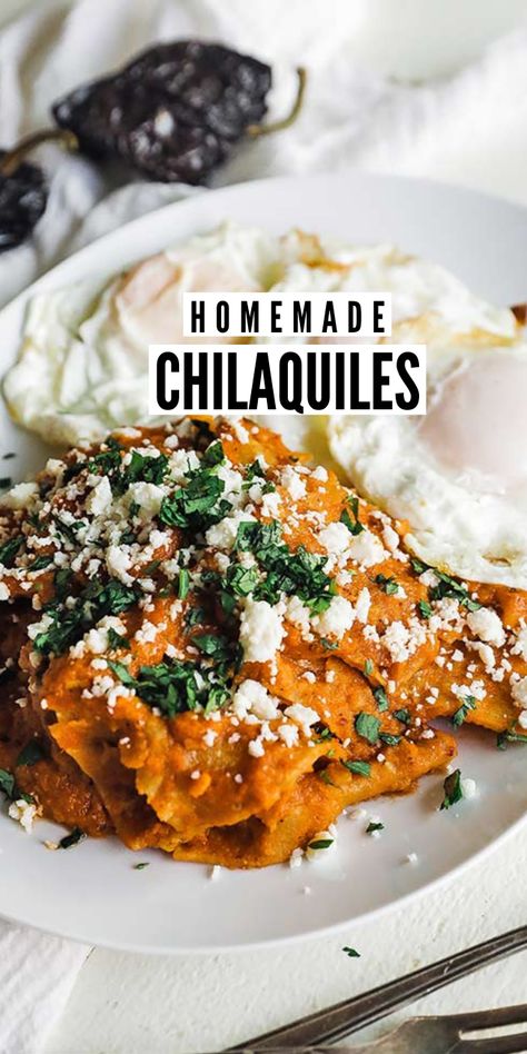 This delicious easy to make homemade chilaquiles recipe is loaded up with a zesty roasted tomato sauce and homemade fried corn tortilla chips. Serve up the chilaquiles with queso fresco, cilantro, and fried eggs! Chiliquilles Recipe Easy, Chilequilles Chilaquiles Recipe, Easy Chilaquiles Recipe, Breakfast Chilaquiles, Chicken Chilaquiles, Sweet Toast, Fried Corn Tortillas, Chilaquiles Recipe, Billy Parisi