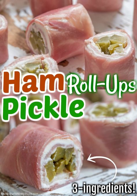 Cream Cheese Pickle Roll Ups, Ham Pickle Roll Ups, Jalapeno Cheeseball Recipes, Ham And Pickle, Keto Party Food, Pickle Roll Ups, Ham Roll Ups, Best Spinach Artichoke Dip, Cream Cheese Roll Up