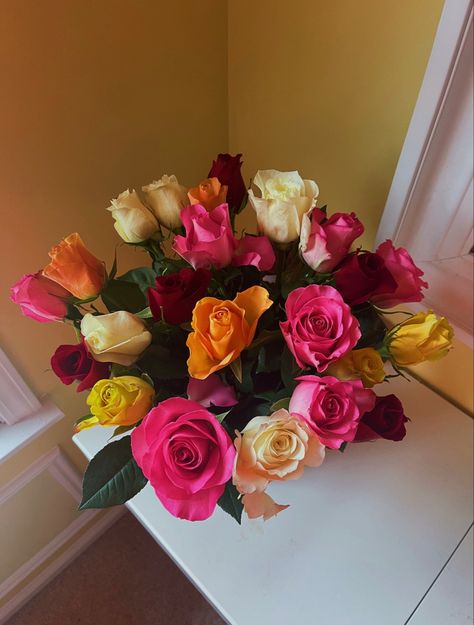 flowers, roses, pink, yellow, white, orange, red, bedroom, decor, summer Pink Orange White Flowers, Flowers Bedroom Decor, Pink Orange And Yellow Bouquet, Ac Villager, Pink And Orange Roses, Yellow And Orange Roses Bouquet, Pink And Yellow Roses Arrangement, Flowers Bedroom, Red Bedroom Decor