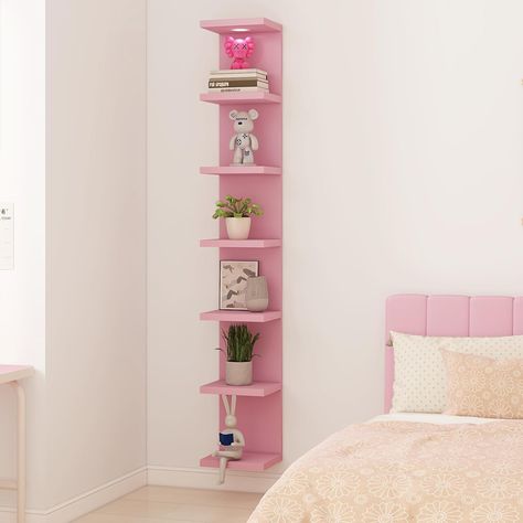 PRICES MAY VARY. FLOATING LACK WALL SHELF — Versatile 7-tier wall Shelf Unit in a crisp and timeless pink finish—the perfect addition to elevate your home decor. Display charming showpieces, decorative items, and other prized possessions while offering functional storage with square-shaped display shelves — Enhance décor and fill in empty wall space above a desk, fireplace, entryway, vanity, child bedroom, between windows, and so much more. DECORATE & DISPLAY FLOATING SHELVES WITH LIGHT—One of t Lack Wall Shelf, Barbie Room Decor, Tier Wall Shelf, Floating Shelves With Lights, Ikea Lack Shelves, Shelf Above Bed, Wall Shelf Display, Wall Shelves Bedroom, Bookshelves In Bedroom