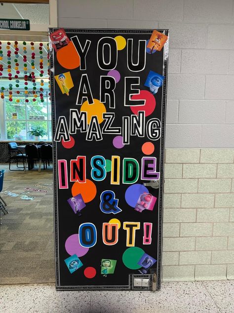 Inside Out Bulletin Board Ideas, Inside Out Classroom Door, Inside Out Classroom, Inside Out Bulletin Board, School Hallway Decorations, Classroom Bulletin Board, School Hallways, Bulletin Board Ideas, Classroom Bulletin Boards