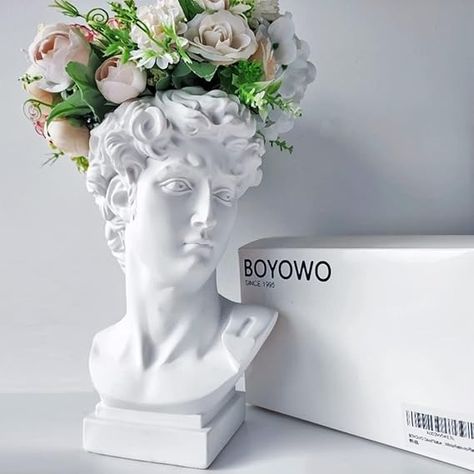 Amazon.com: BOYOWO David Statue Greek Wedding Bust Face Vase Head Art Deco Cute Room Decor Aesthetic Vintage Dark Academia Decor Greek Mythology Gifts Cute Coquette Room Decor Roman Home Decor Living Room 6.5'' : Toys & Games Cute Coquette Room, Roman Home Decor, Cute Room Decor Aesthetic, The David Statue, Vase Head, Vintage Dark Academia, Statue Greek, David Statue, Coquette Room Decor