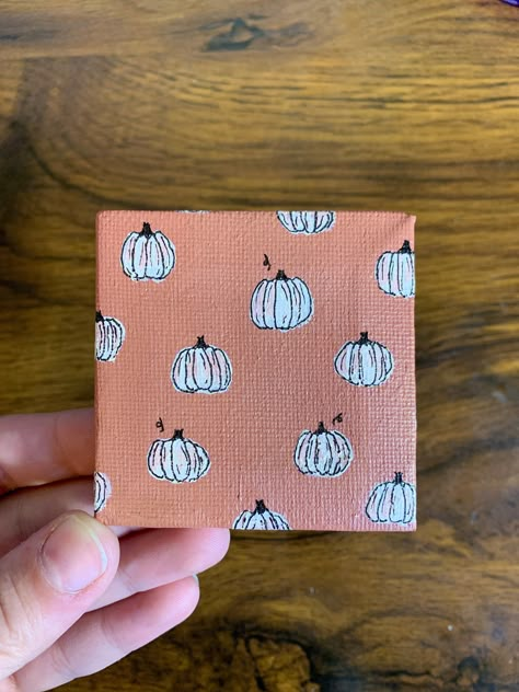 This listing is for one mini canvas refrigerator magnet.  This Cute Fall Themed Mini Canvas Refrigerator Magnets are perfect for the Halloween and Thanksgiving Holidays. Fall is here and its not too late to get some cute decorations. These mini canvas refrigerator magnets are hand painted with acrylic paint. All of our magnets look great as a set.   Receive 20% off when you buy 4 or more refrigerator magnets! This percentage will automatically be taken off at check out.  Size: 1.5in Height 1.5in Small Canvas Craft Ideas, Small Fall Paintings On Canvas, 3 Canvas Painting Ideas Easy, Mini Board Painting, Autumn Mini Canvas Painting, Mini Canvas Magnets, Mini Fall Paintings, Fall Acrylic Painting Ideas On Canvas, Diy Fall Canvas