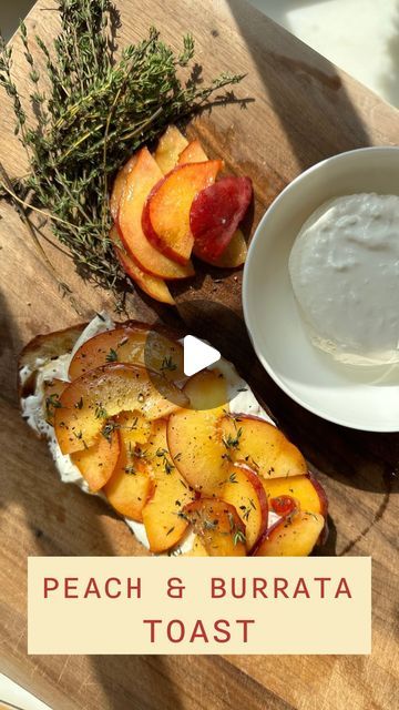 Reilly Meehan on Instagram: "Toast boy summer! 🍑
I remember living in SF when all the cafes were up to no good serving up $12 toast and ya know what…I was here for it! Good toast can’t be beat and this peach and burrata toast is no exception! 
Warm toasty homemade sourdough topped with fresh burrata, sliced peaches, apple cider vinegar drizzle, fresh thyme leaves and plenty of flakey salt and black pepper. 
Just doesn’t get any better!

#toast #peaches #peachrecipes #summervibes #summerrecipes" Peach And Burrata, Burrata Toast, Peach Burrata, Sliced Peaches, Flakey Salt, Sourdough Recipe, Homemade Sourdough, Burrata Cheese, Sourdough Recipes